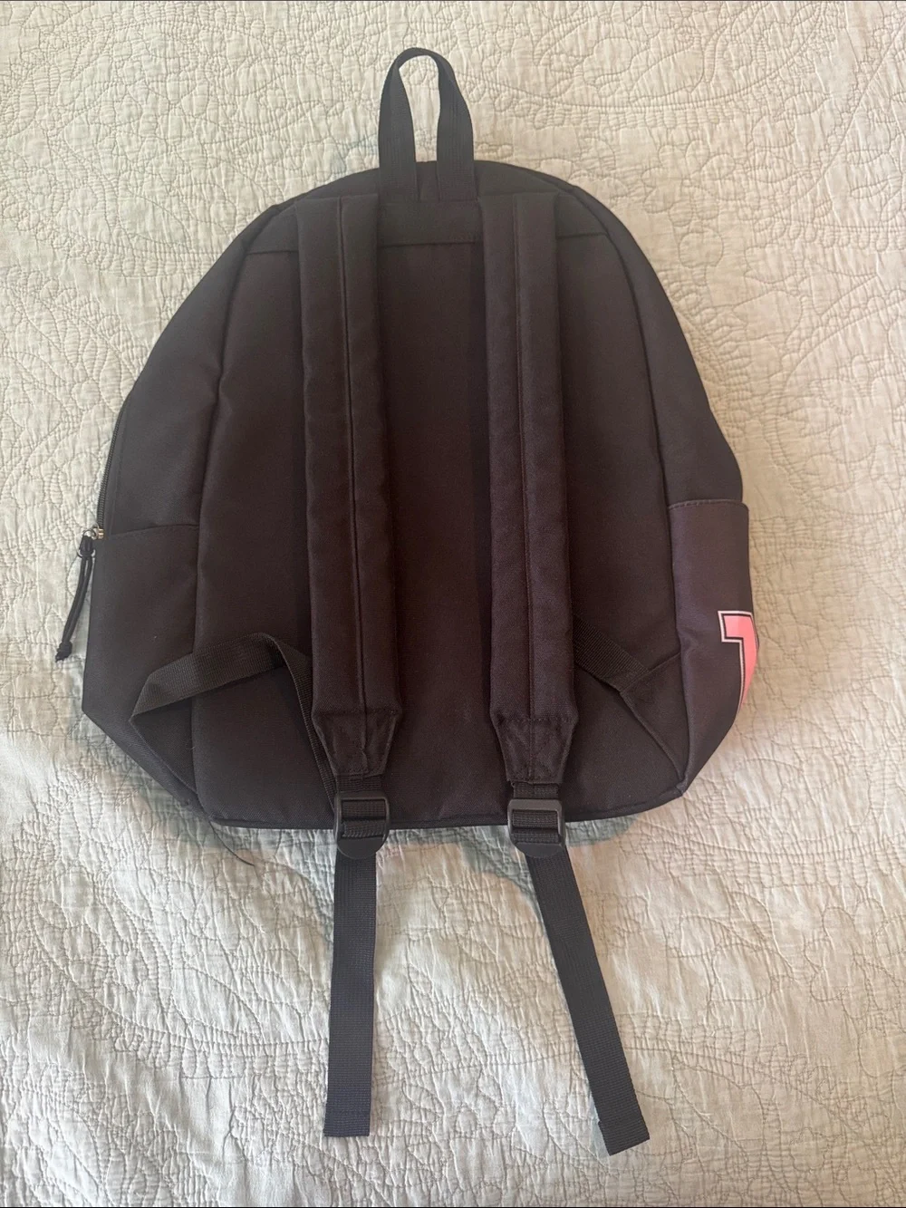 MESSI Black Backpack with Pink Logo - Unisex Everyday Backpack